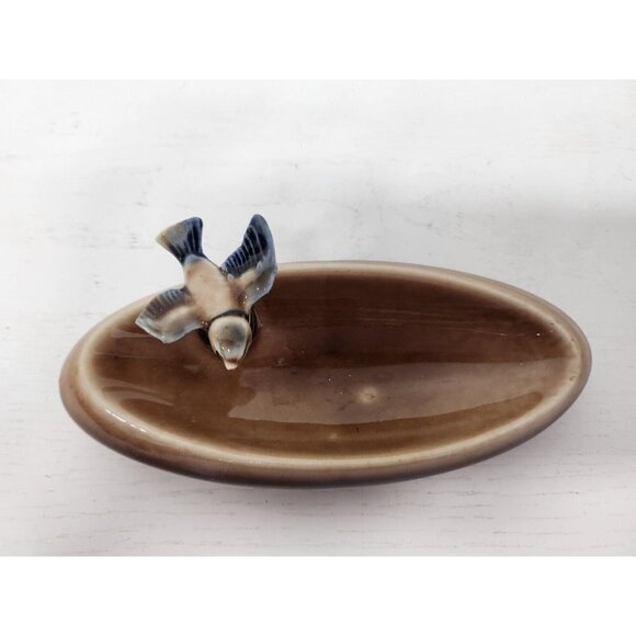 Vintage Wade Bird Bath Trinket Dish Brown Ceramic Made in England 5.5" - Picture 3 of 9